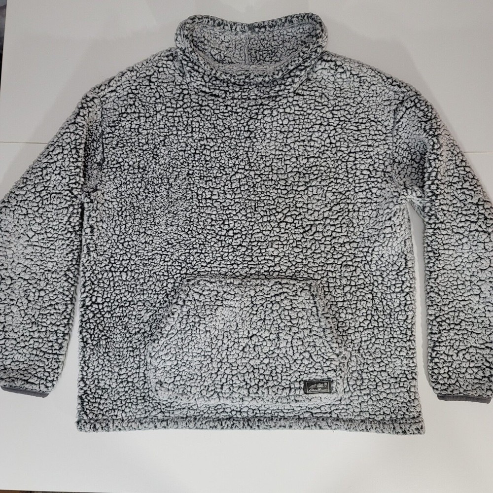 EDDIE BAUER Sherpa Fleece Sweater Womens L Large Turtleneck High Neck Sweatshirt